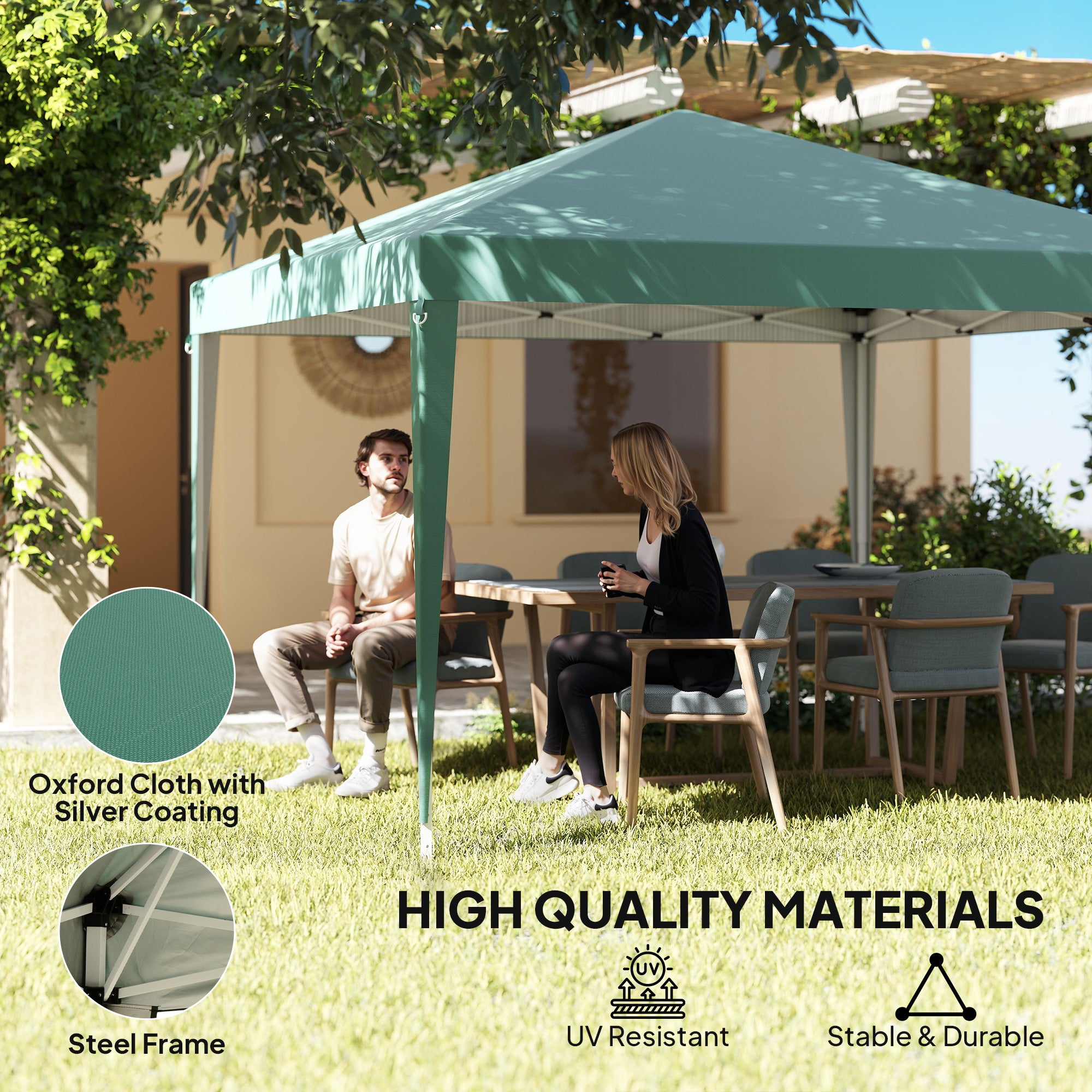 10 x 10ft Folding Pop Up Tent Outdoor Gazebo Canopy with Carrying Bag, Dark Green