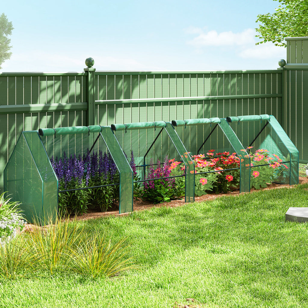 Portable Mini Greenhouse Tunnel Growing Tent Plants Flower Warm House w/ Zippered Roll-up Doors, Green