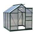 6.2' x 6.3' x 6.6' Clear Polycarbonate Greenhouse Large Walk-In Green House Garden Plants Grow Galvanized Base Aluminium Frame w/ Slide Door