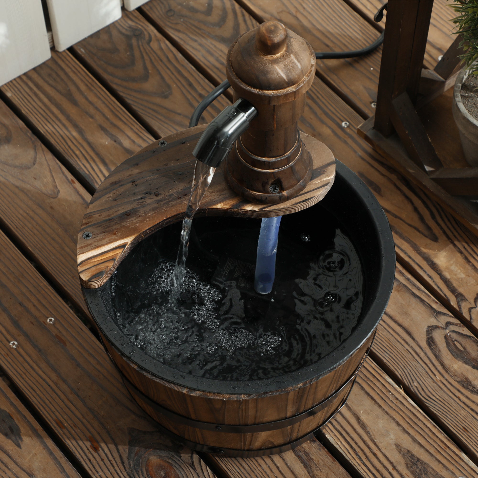 Outdoor Fountain, Garden Water Fountain with Electric Pump for Porch, Deck, Yard, Carbonized