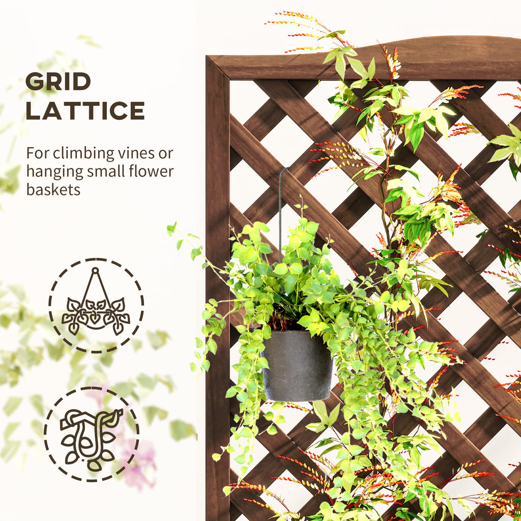 Wood Planter with Trellis, Raised Garden Bed to Grow Vegetables for Backyard, 30" x 14" x 67", Dark Brown