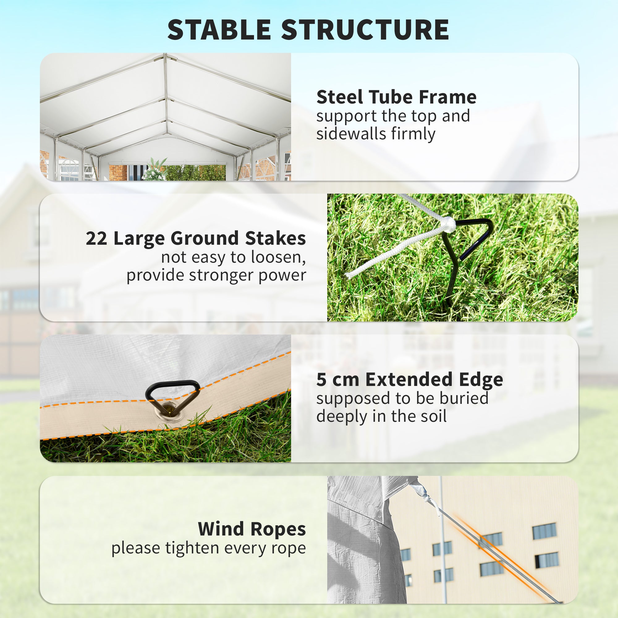 13'x26' Heavy Duty Large Party Tent & Carport with Removable Sidewalls, Windows, Portable Garage Canopy Tent, White