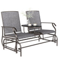 Patio Glider Rocking Chair 2 Person Outdoor Loveseat Rocker Garden Furniture Bench, Grey