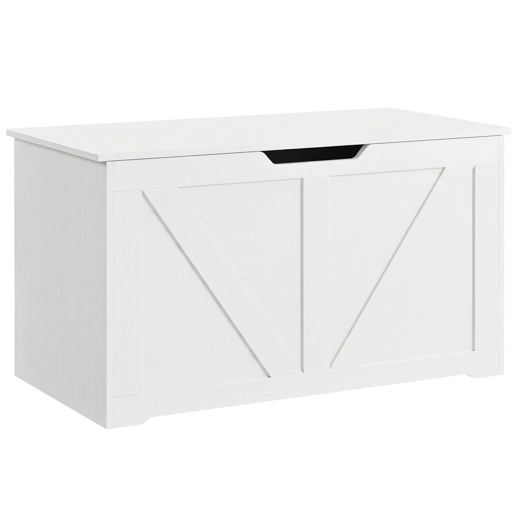31.5 Inches Storage Chest, Storage Trunk with Safety Hinge for Living Room, White Wood Grain