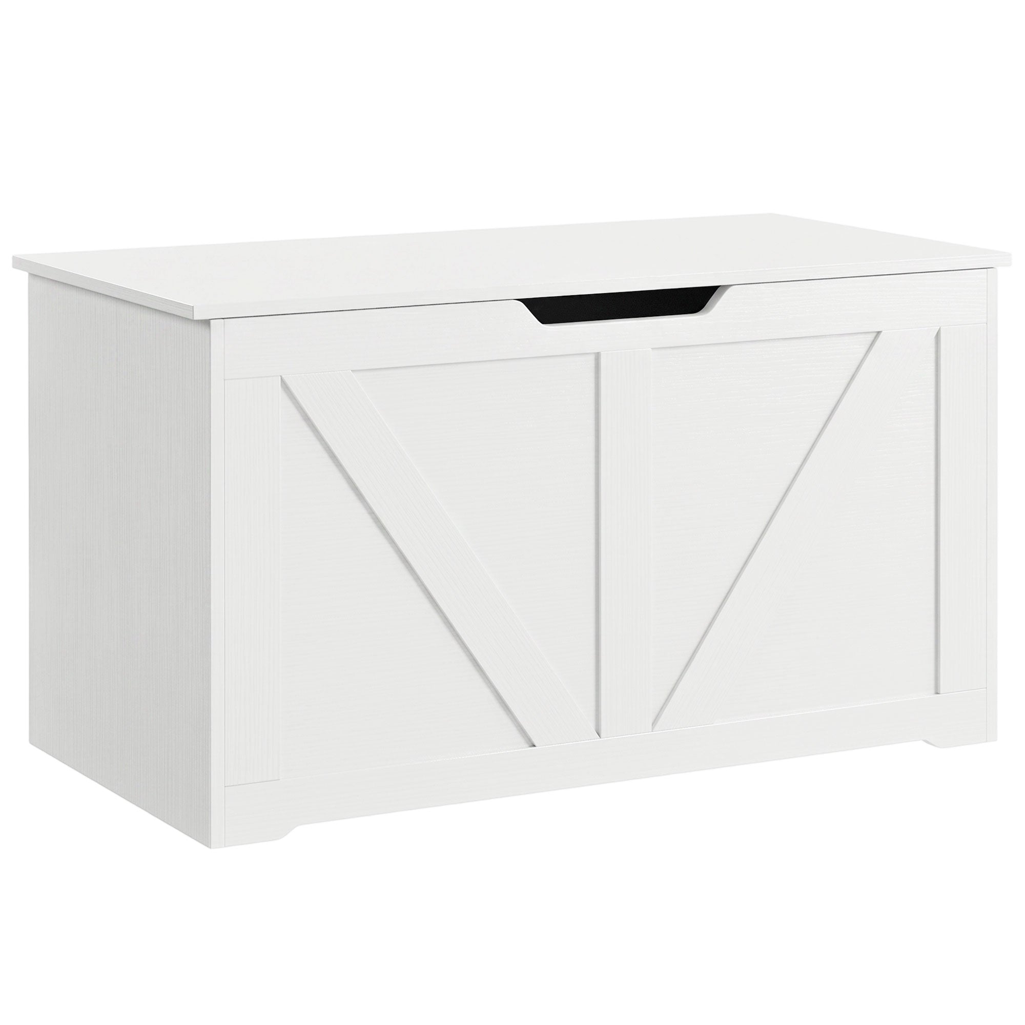 31.5 Inches Storage Chest, Storage Trunk with Safety Hinge for Living Room, White Wood Grain