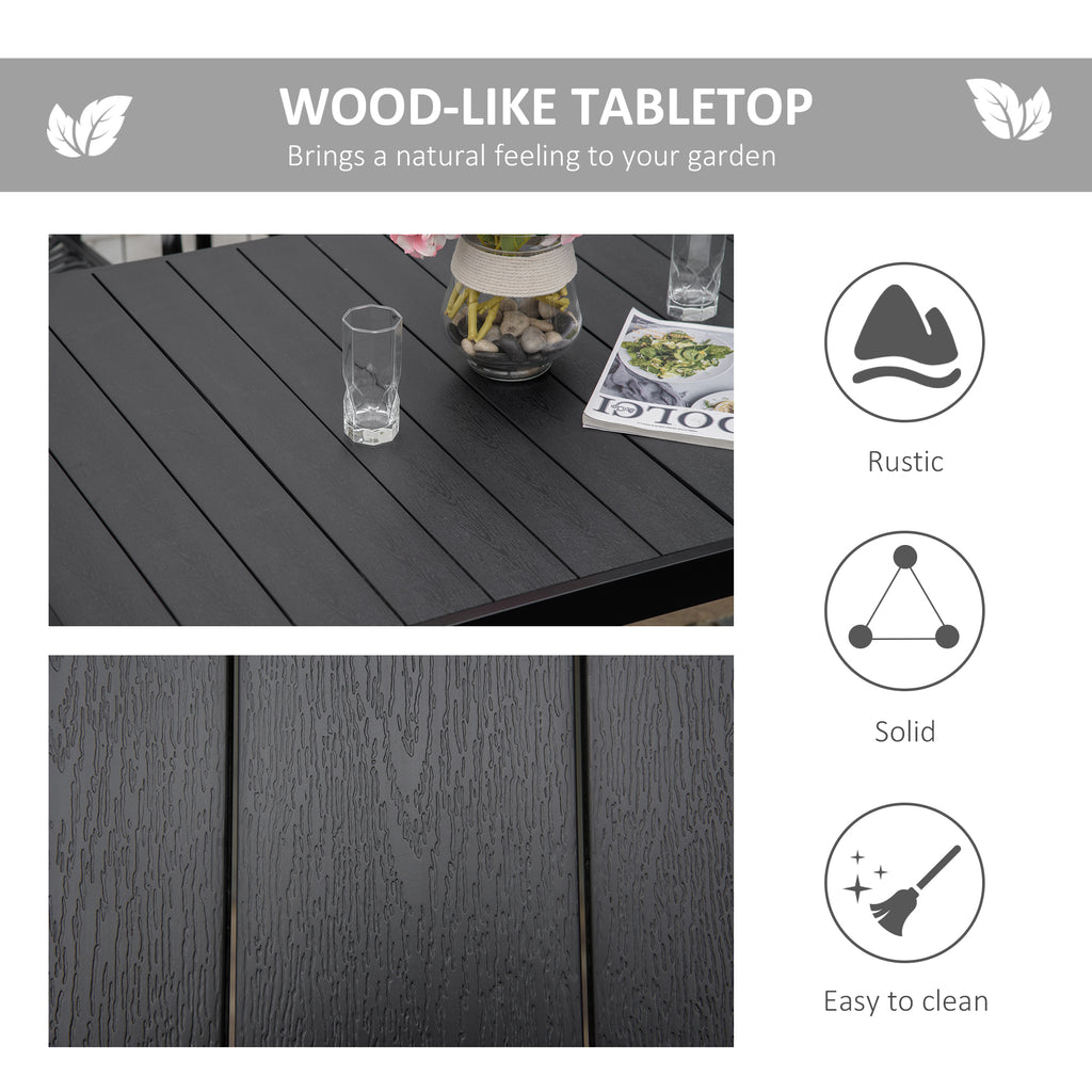 Aluminum Outdoor Dining Table for 6, Patio Rectangular Table, 55" W x 35.5" D x 29.25" H, Black