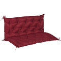 2 Seater Garden Bench Cushion, Soft Thick Outdoor Non-Slip 2 Seater Soft Pad With Backrest for Garden Patio, 47" x 43" x 5", Wine Red
