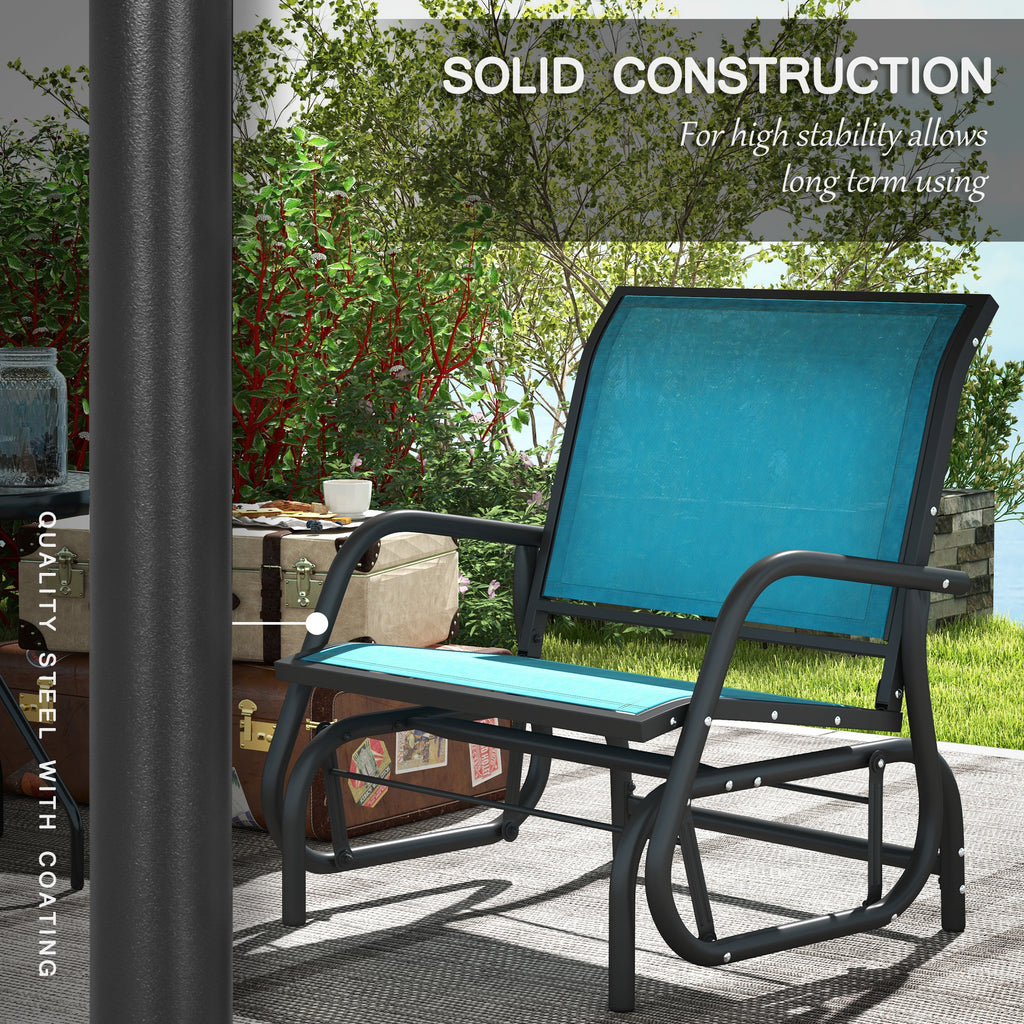 Patio Glider Set of 2 Outdoor Glider Chair with Breathable Mesh Seat & Backrest, Armrests and Metal Frame, Blue