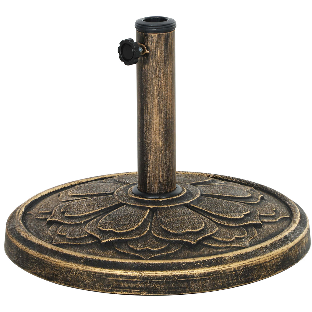26 lbs Resin Round Patio Umbrella Base, Umbrella Stand Base, Outdoor Umbrella Stand for 1.3"/1.5"/1.9" Umbrella Poles for Outdoor, Lawn, Poolside, Bronze