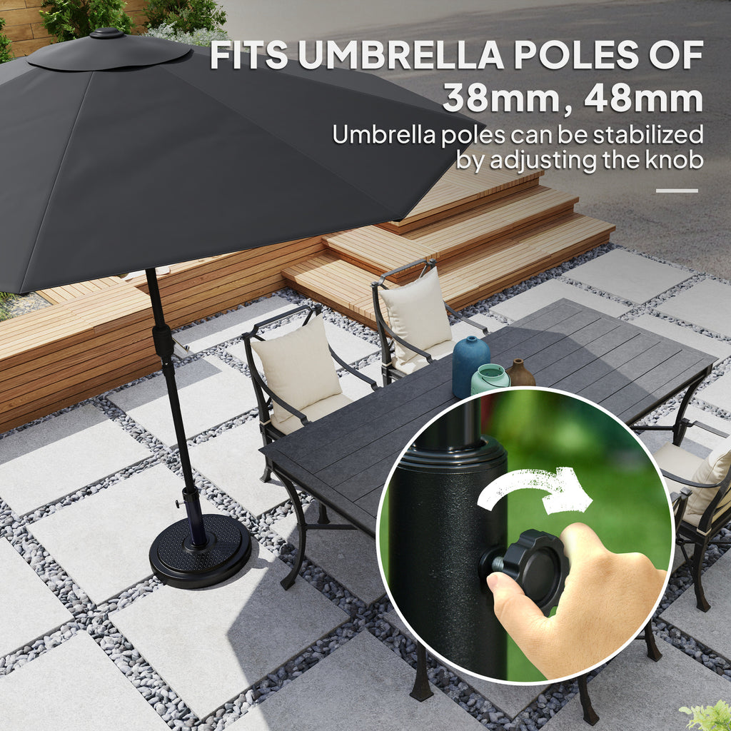 48 lbs Patio Umbrella Base Round HDPE Umbrella Base For 1.5" or 1.9" Outdoor Umbrella Poles Î¦18.9" x 15.2" H Black