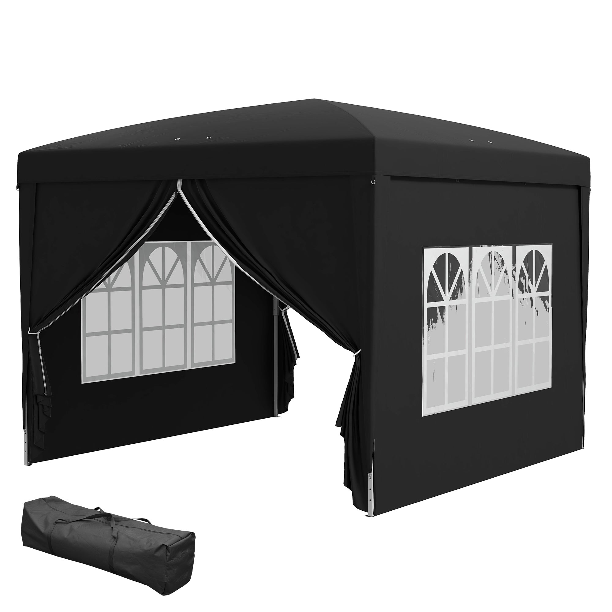 10'x10' Outdoor Pop Up Party Tent Wedding Gazebo Canopy with Carrying Bag (Black)