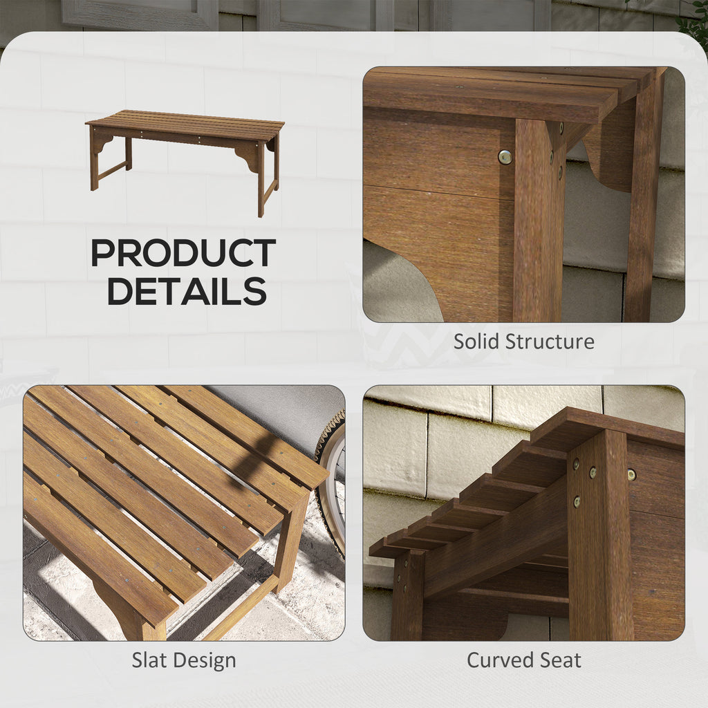 Wooden Garden Bench, Patio Double Park Bench with Slatted Seat, Front Porch Backless Bench, Teak