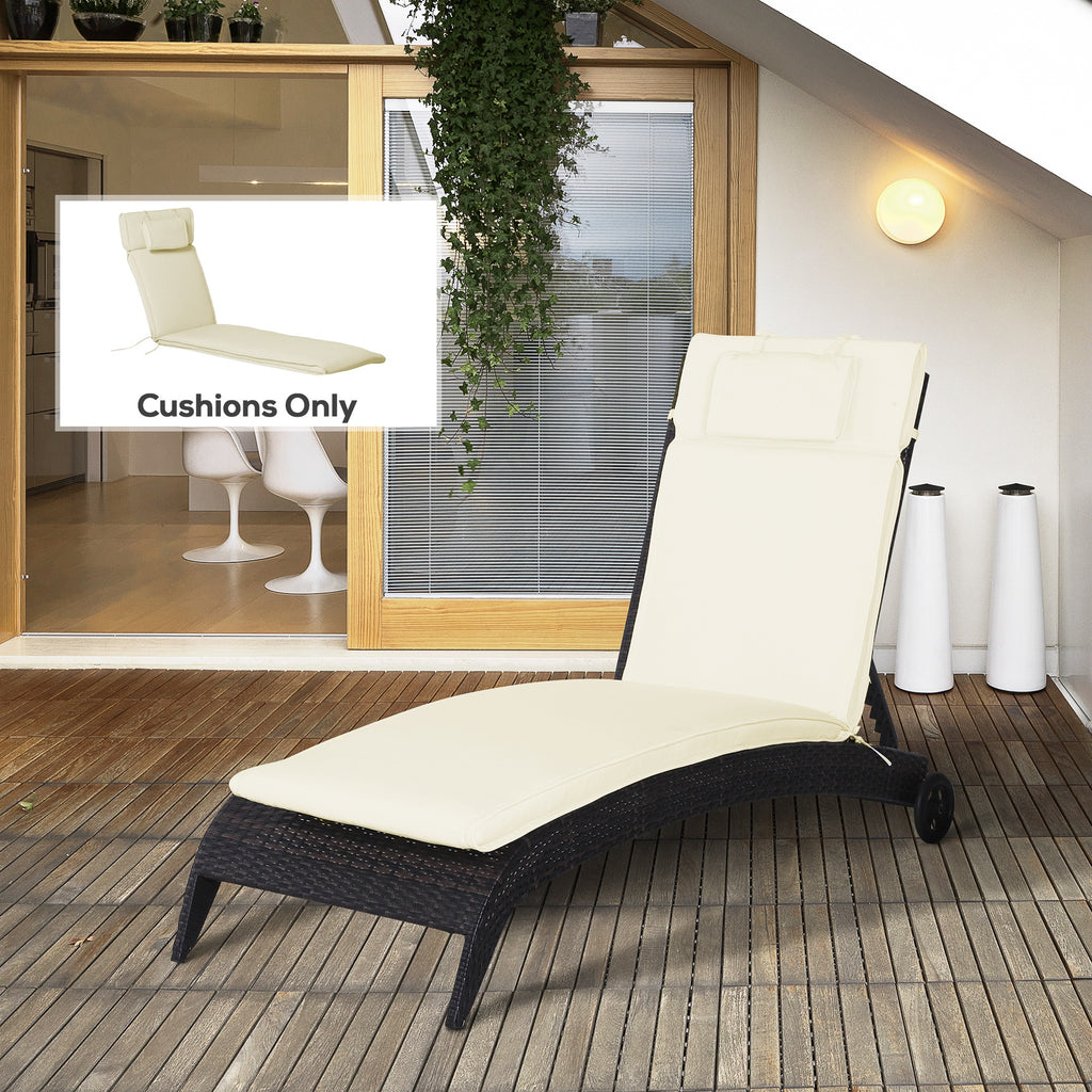 Lounger Chair Cushion ONLY with Thick Padded, Headrest, Cream White