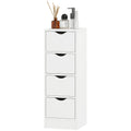 4-Drawer Bathroom Cabinet, Freestanding Narrow Storage Cabinet with Groove Handles for Small Spaces, White