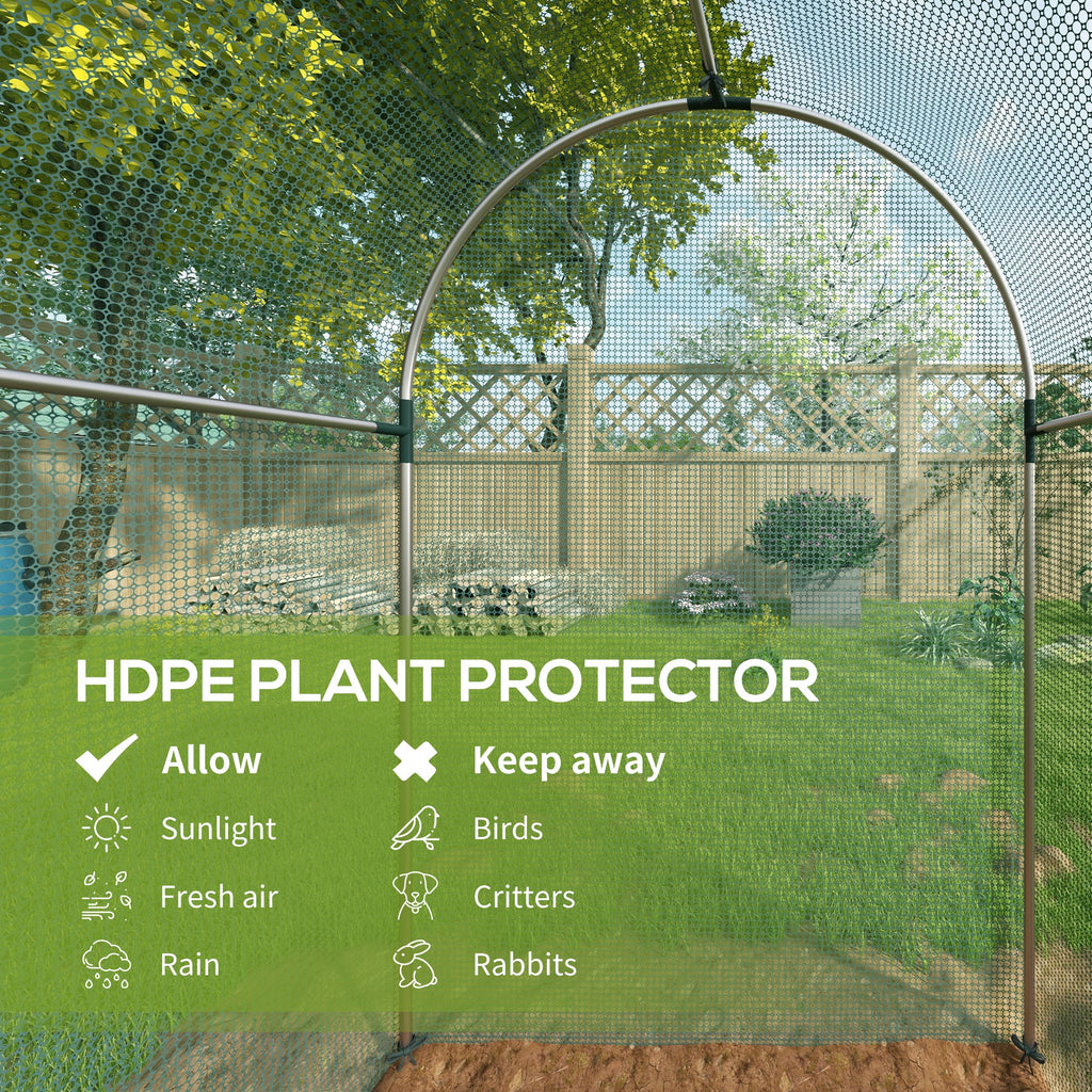 Galvanized Steel Crop Cage, Plant Protection Tent with Zippered Door, 4' x 8', Green