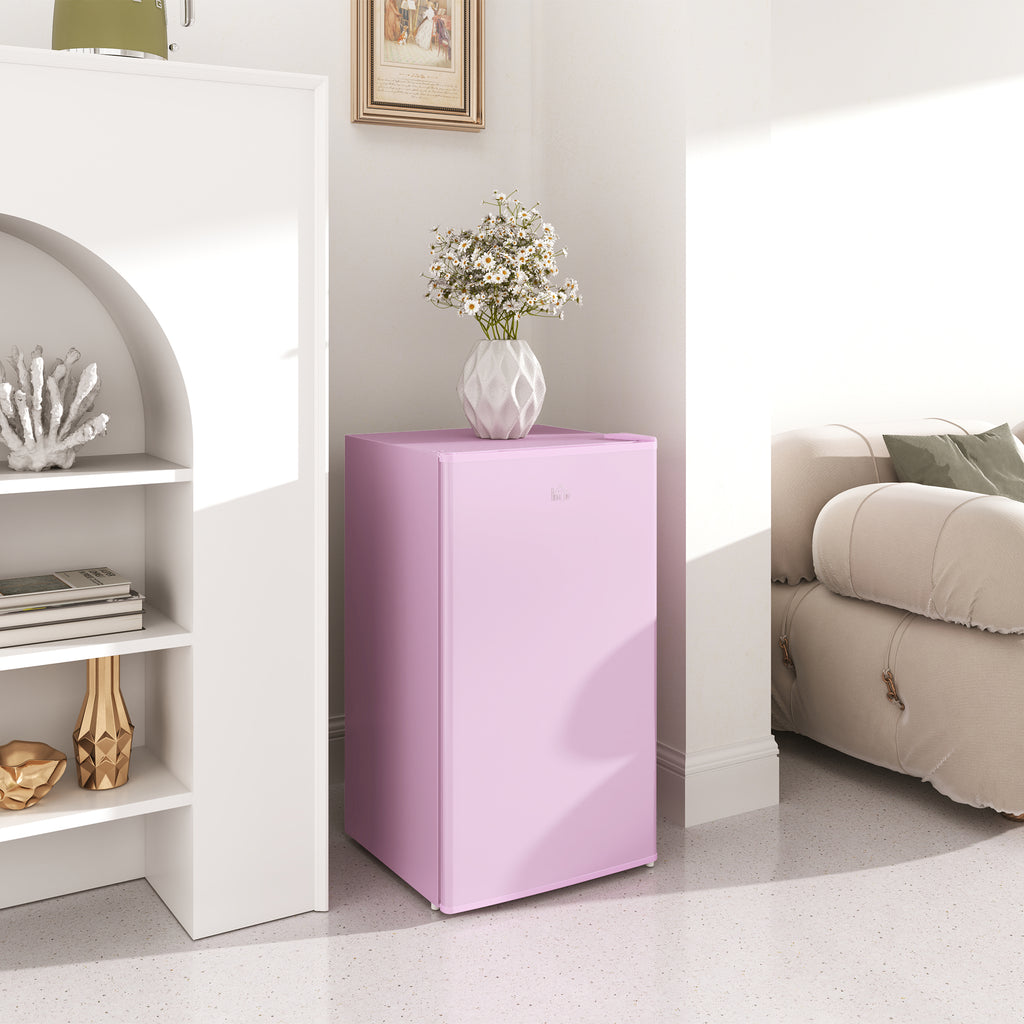Compact Refrigerator, Mini Fridge with Freezer, Adjustable Shelf, Mechanical Thermostat and Reversible Door, Pink