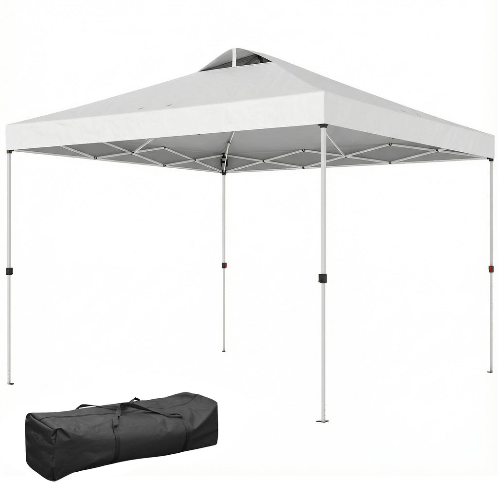 Pop Up Canopy Waterproof Canopy Tent with Carrying Bag for Parties Garden BBQs 9.8' x 9.8' White