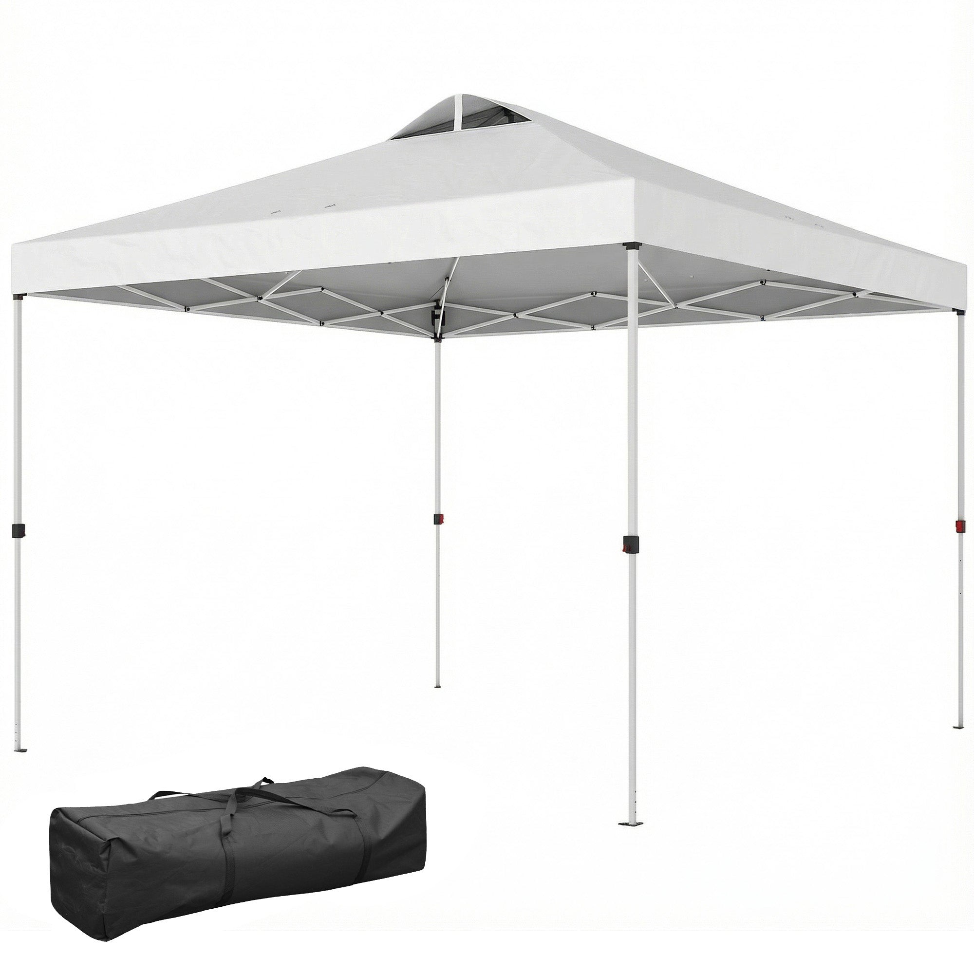 Pop Up Canopy Waterproof Canopy Tent with Carrying Bag for Parties Garden BBQs 9.8' x 9.8' White