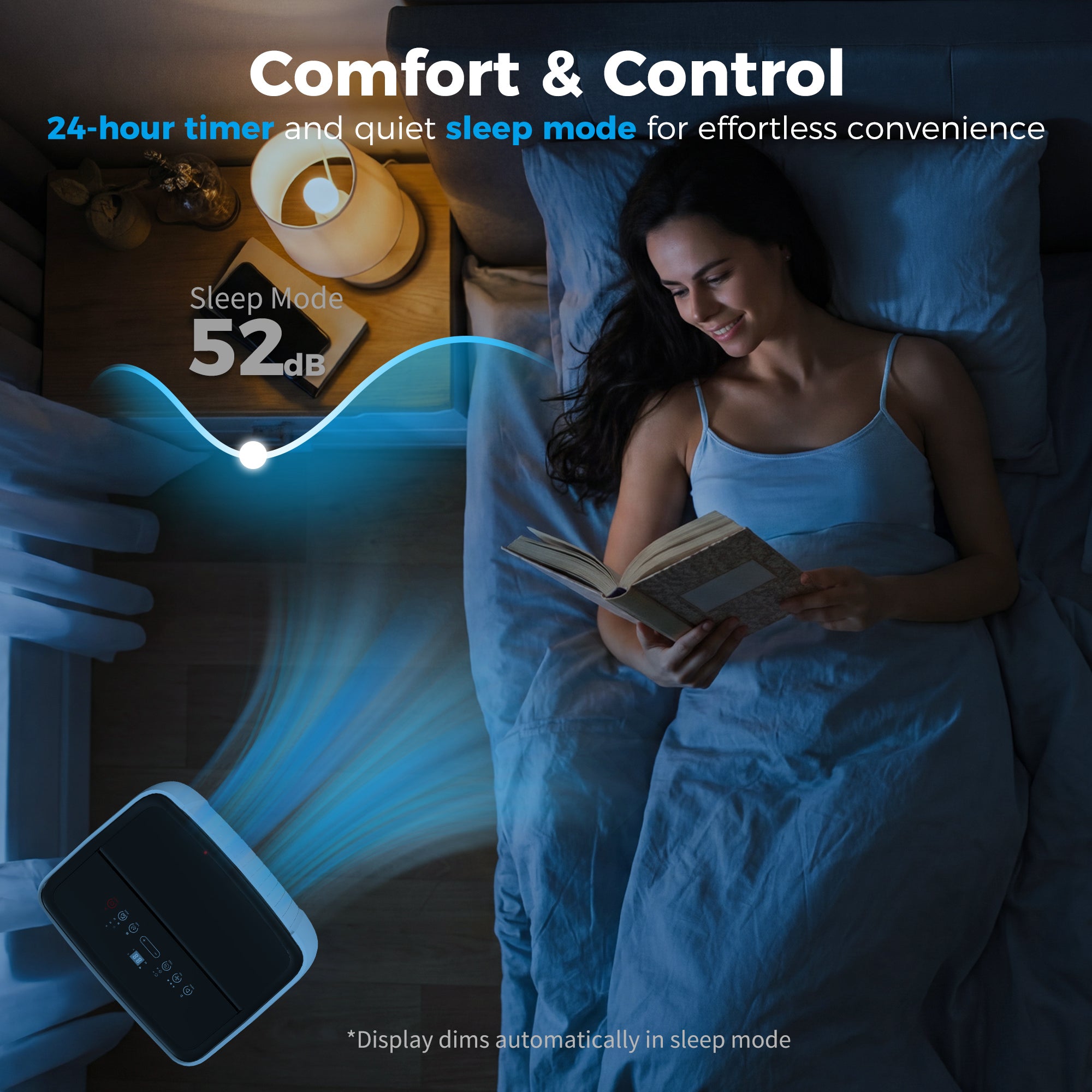 12000 BTU 5-in-1 Portable Air Conditioner with Cool, Heat, Dehumidifier, Fan, Sleep, WiFi Voice Control, White