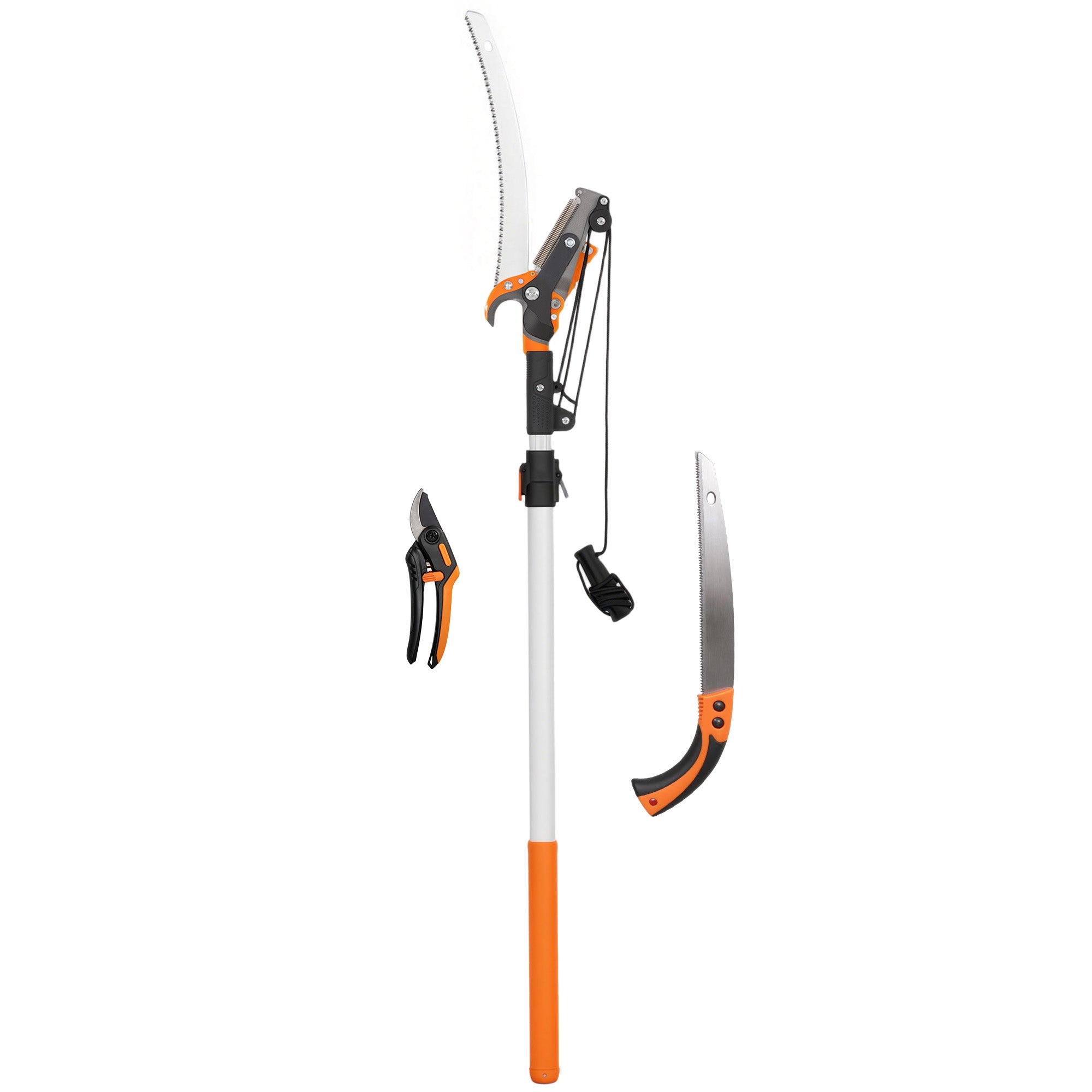 2-In-1 Manual Pole Saw, Hand Pruning Saw, Secateurs with Safety Lock, 6.5ft Aluminium Telescopic Pole Pruner