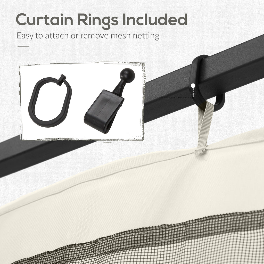 Replacement Mosquito Netting for Gazebo 10' x 12' Black Screen Walls for Canopy with Zippers, White