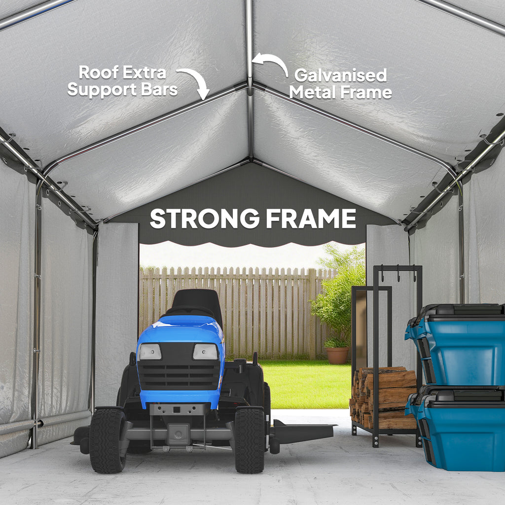 20' x 10' Portable Shed, Outdoor Storage Shed Tent with Roll-up Zipper Door and Removable Sidewalls, Light Grey
