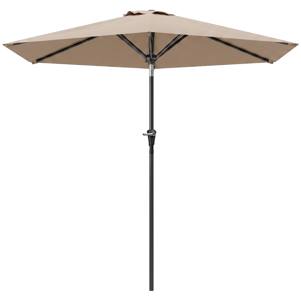 Patio Sun Umbrella, Outdoor Parasol with 6 Ribs, Khaki