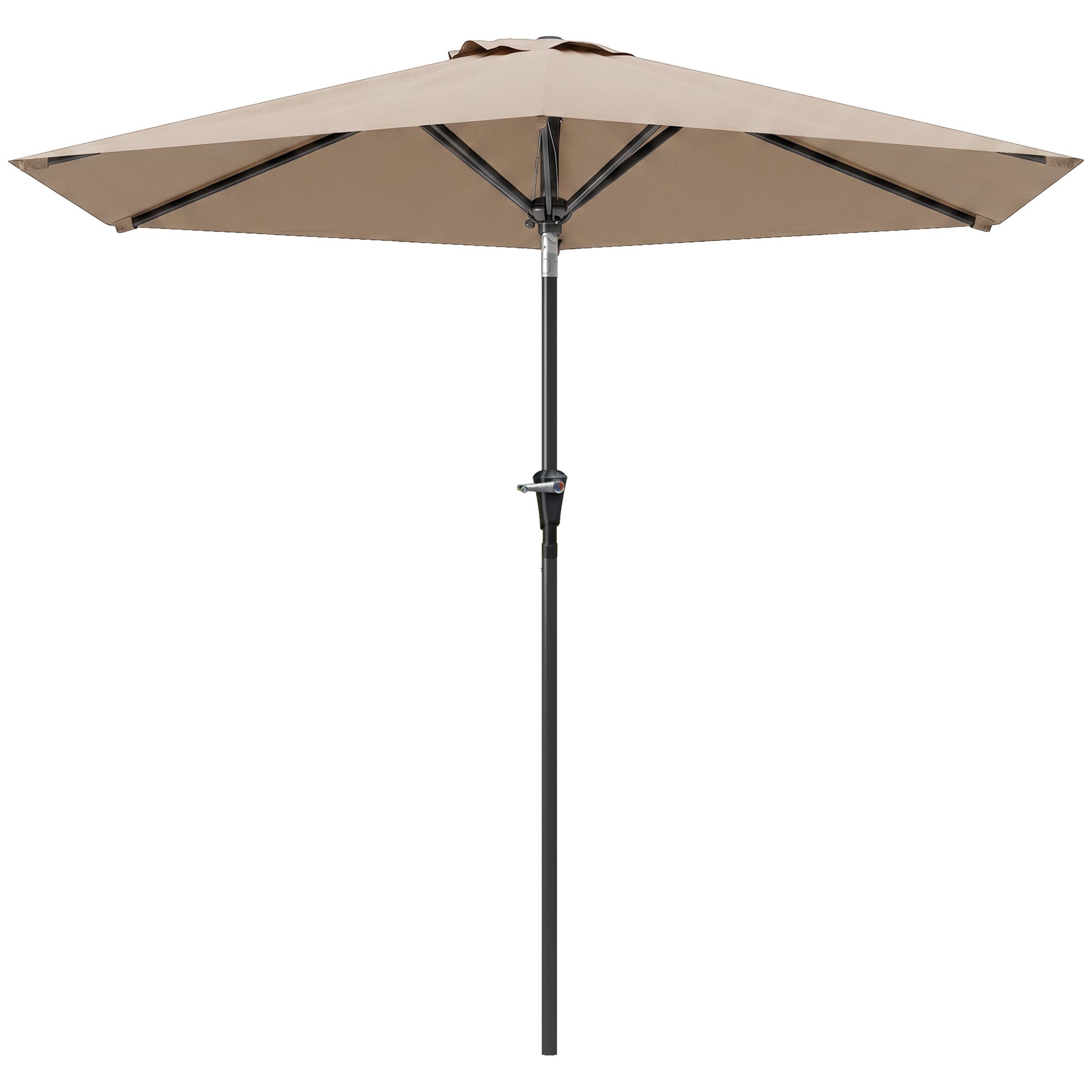 Patio Sun Umbrella, Outdoor Parasol with 6 Ribs, Khaki