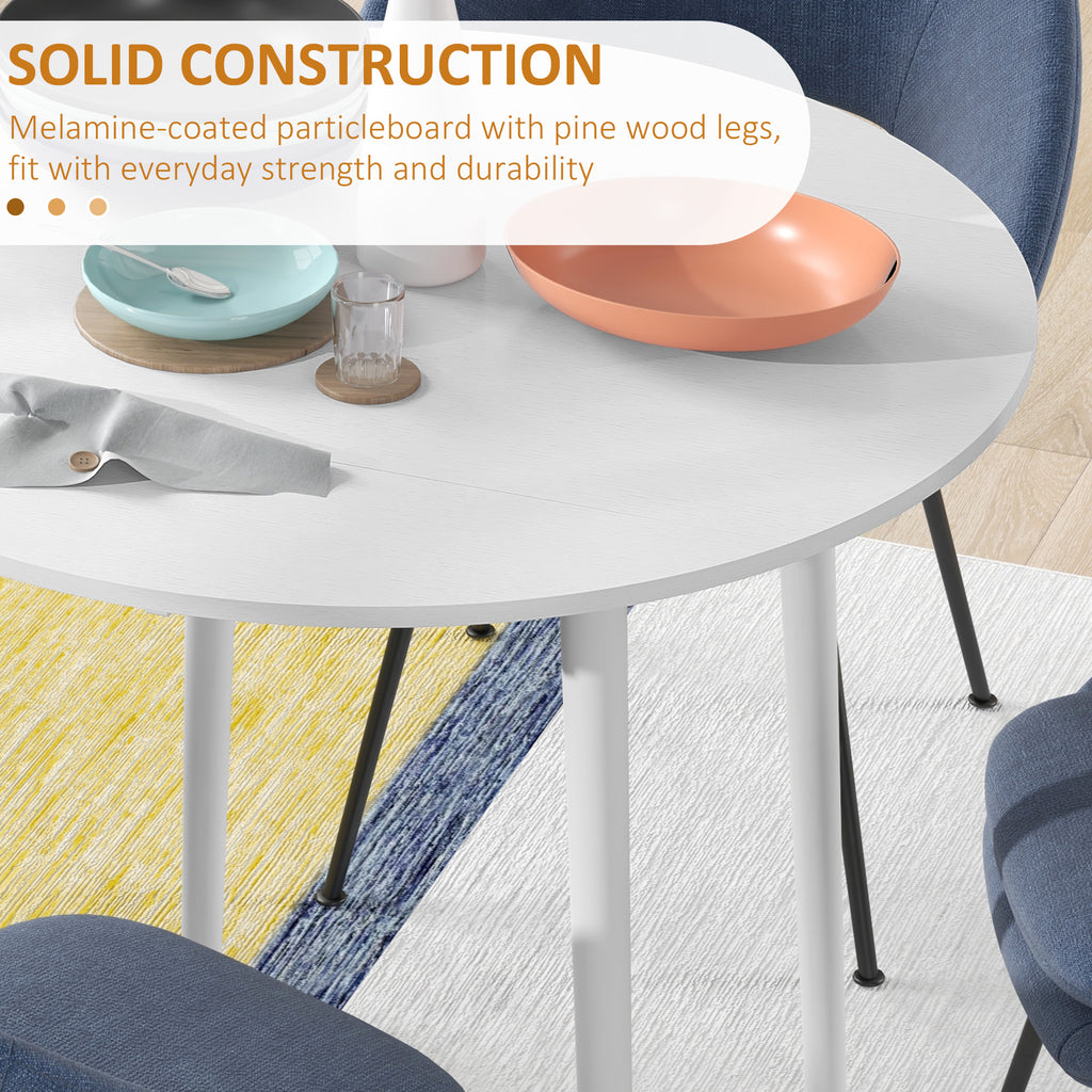 Folding Dining Table, Round Drop Leaf Kitchen Table for Small Spaces with Wood Legs, Distressed White