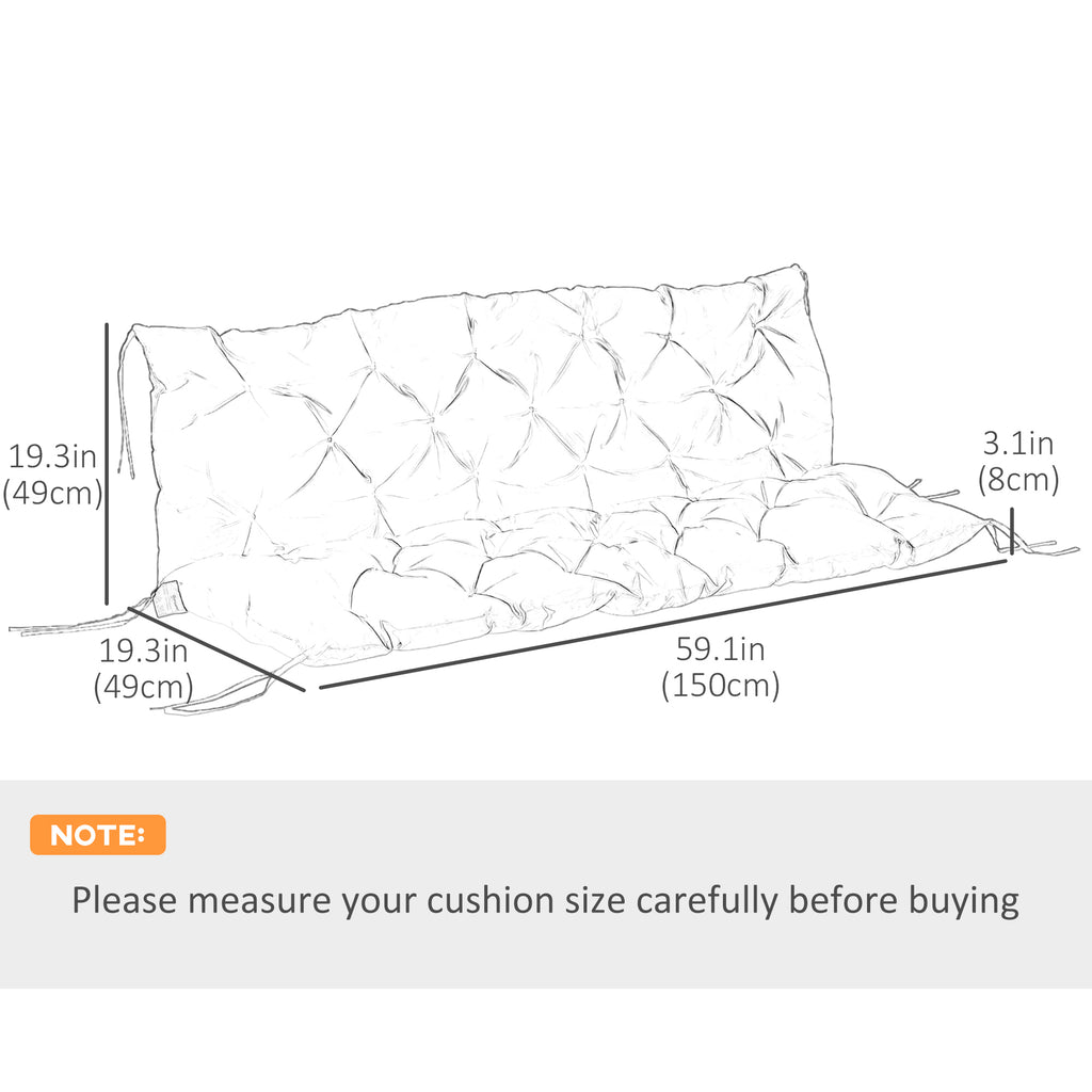 Porch Swing Cushion Garden Bench Cushion with Backrest, Non-Slip 3-Seater Soft Pad, Swing Chair Mat Replacement for Indoor and Outdoor, 59.1" x 38.6", Turquoise