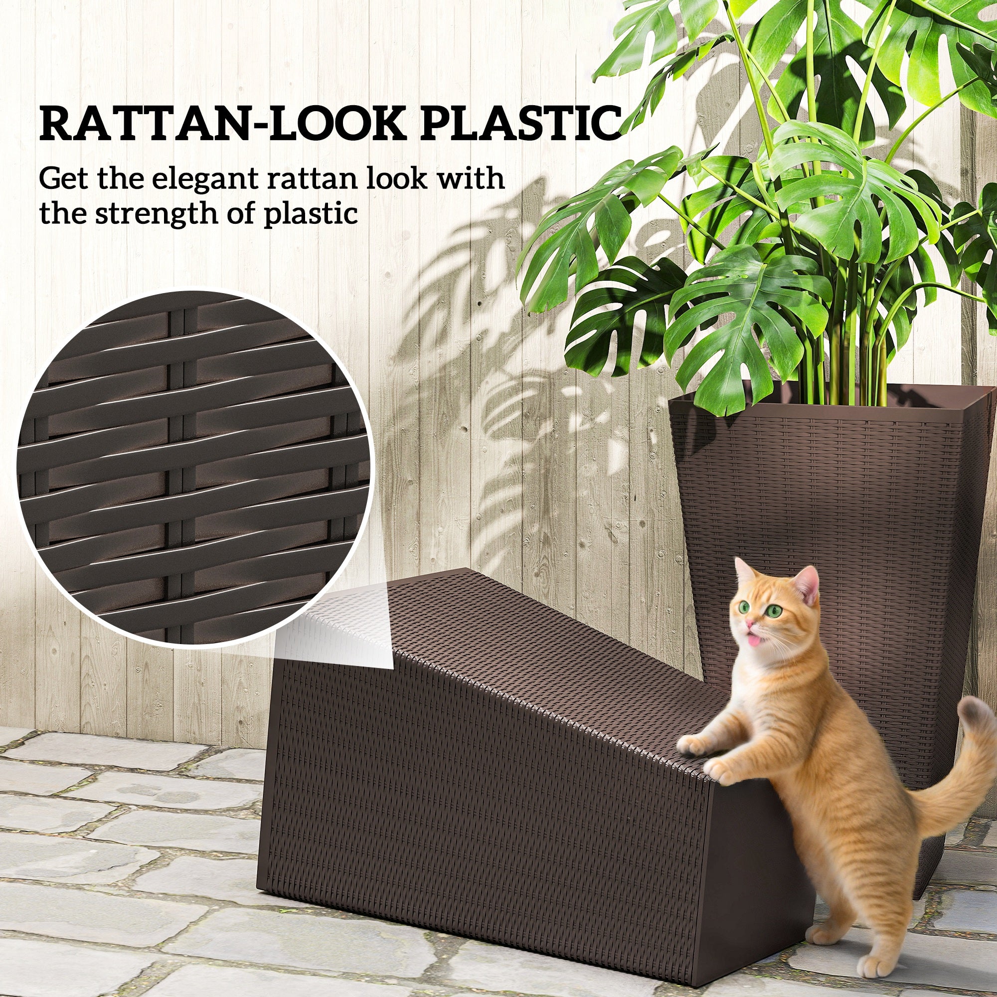 Set of 3 Tall Plant Stand, Outdoor & Indoor Flower Pot Set for Front Door, Entryway, Patio and Deck, Brown