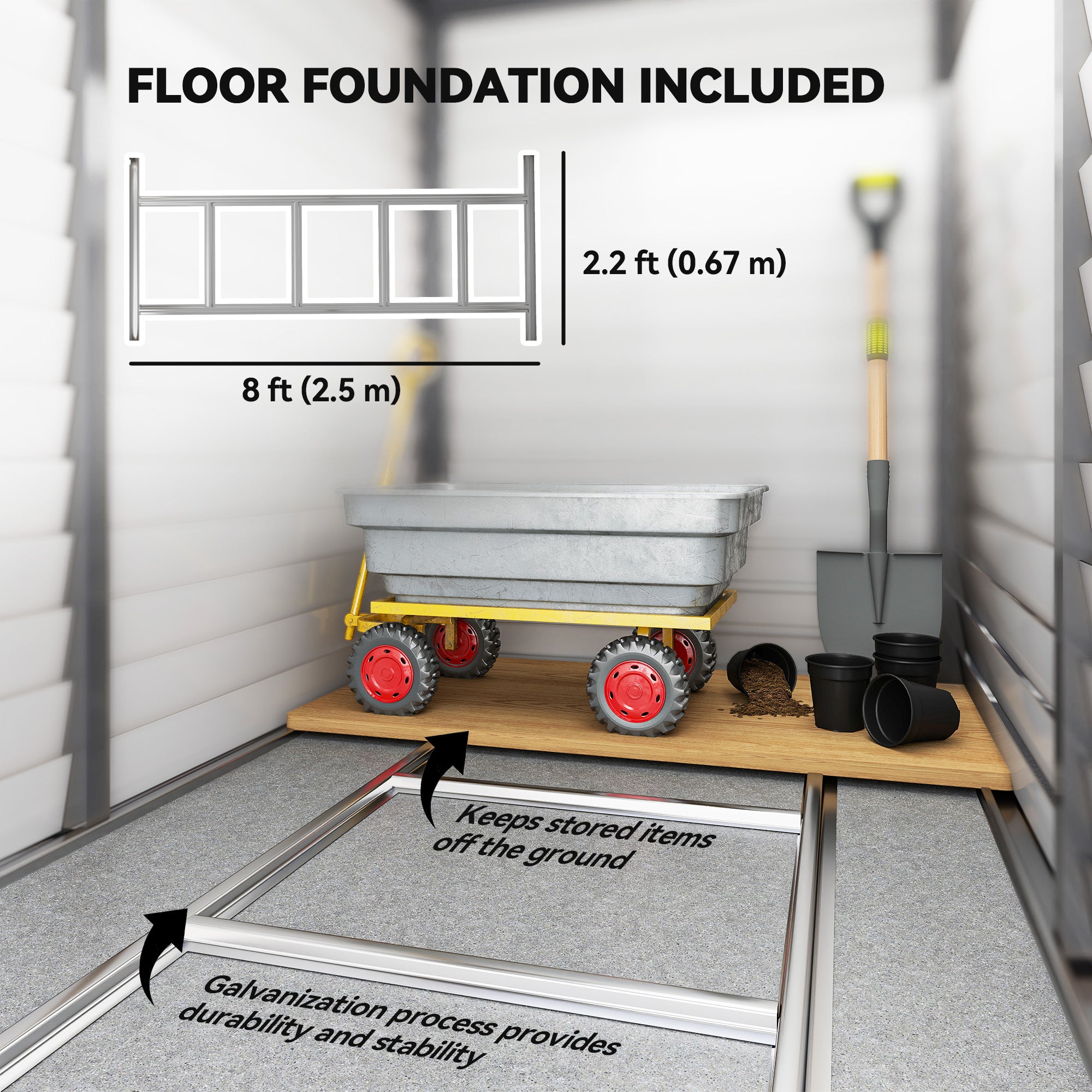 4.6' x 9' Steel Outdoor Storage Shed, Lean to Shed, Metal Tool House with Foundation Kit, Lockable Doors, Gloves and 2 Air Vents for Backyard, Patio, Lawn, Grey