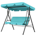 3-Seater Outdoor Porch Swing with Adjustable Canopy, Patio Swing Chair for Garden, Poolside, Backyard, Teal
