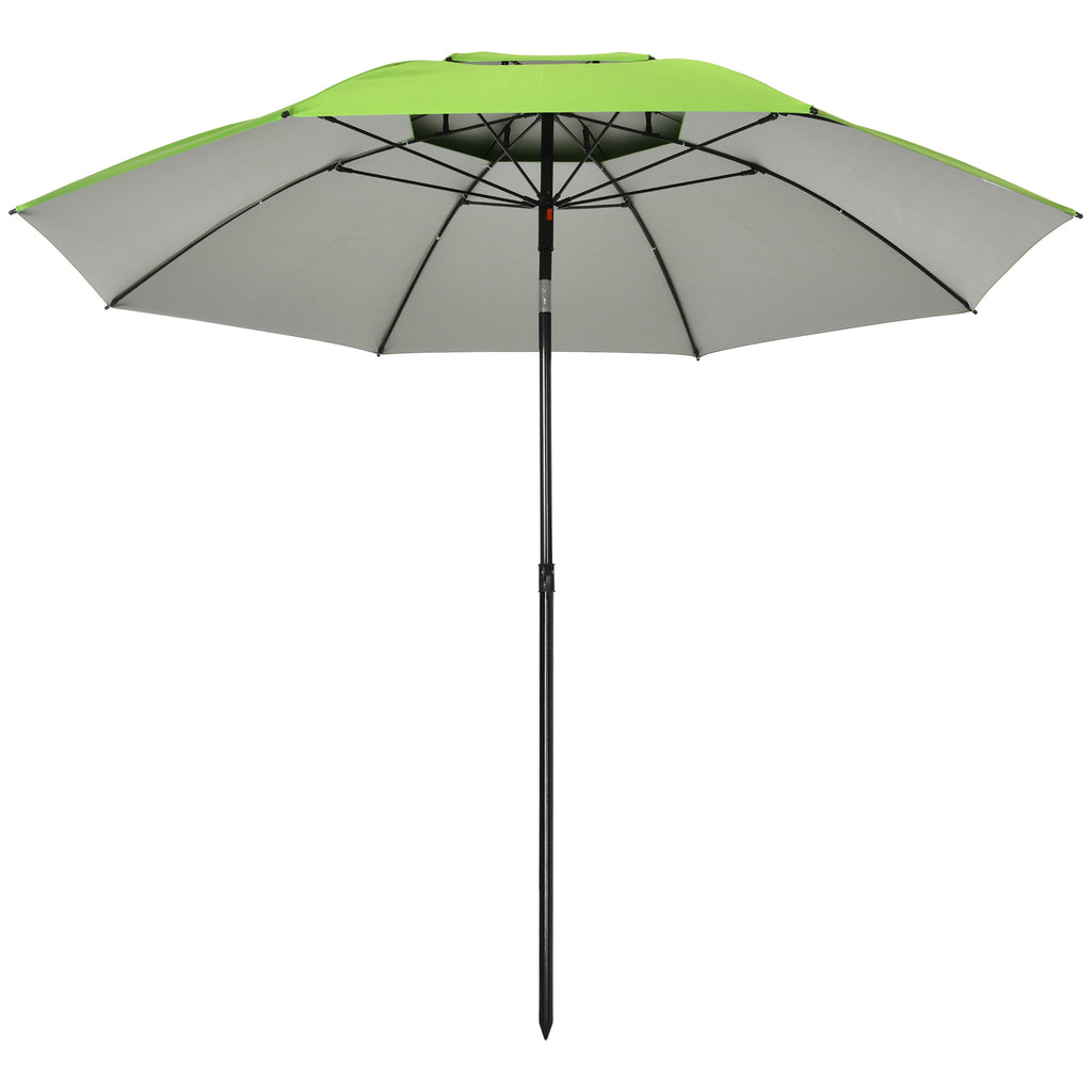 6.6ft Arched Beach Umbrella, Angle Adjustable Patio Umbrella with Steel Frame, Carry Bag, UV30+ Outdoor Umbrella, Green