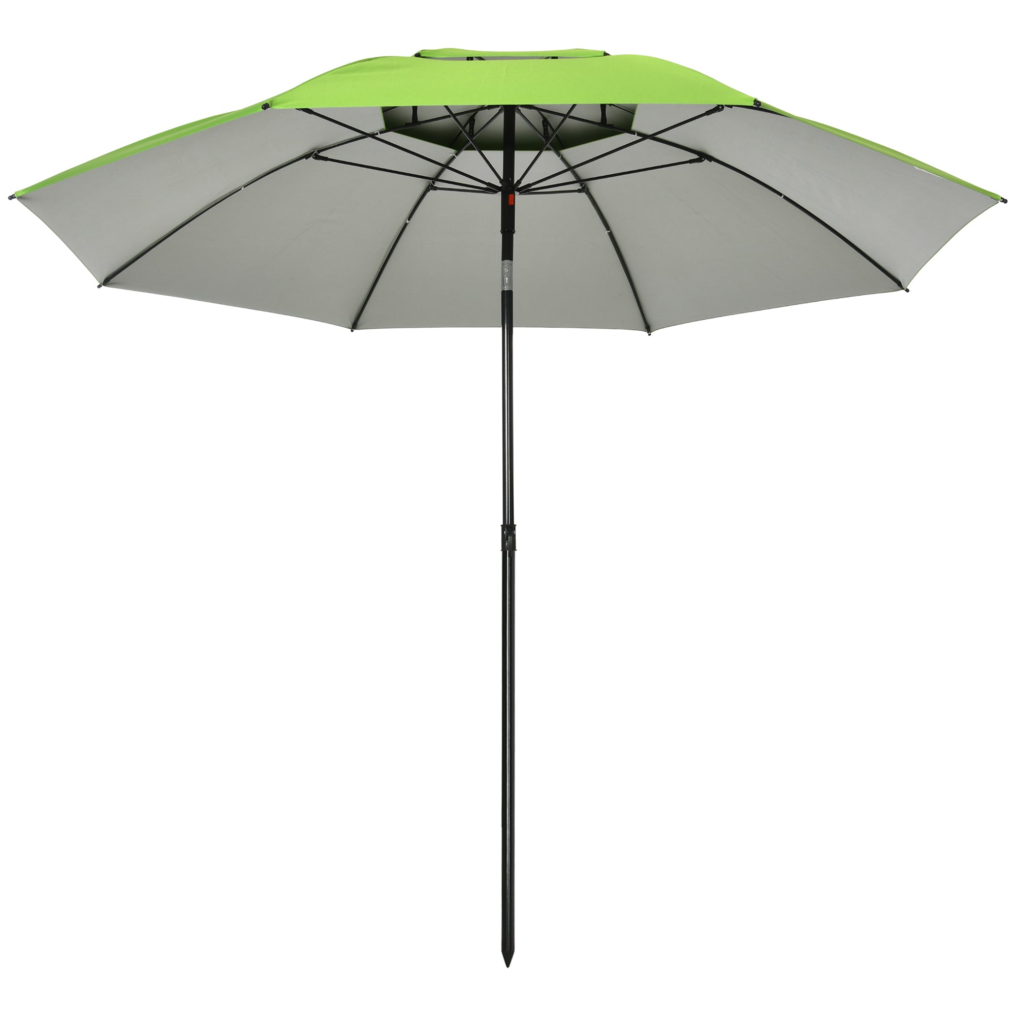 6.6ft Arched Beach Umbrella, Angle Adjustable Patio Umbrella with Steel Frame, Carry Bag, UV30+ Outdoor Umbrella, Green