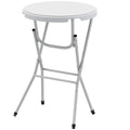 31.5" Bar Height Patio Table, Outdoor Bar Folding Table with HDPE Top, Locking Steel Legs for Party, Camping, White