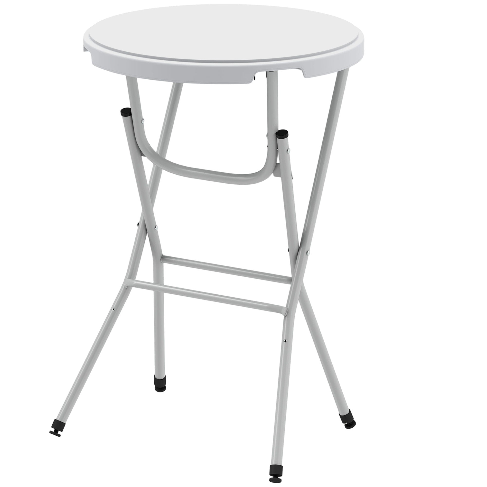 31.5" Bar Height Patio Table, Outdoor Bar Folding Table with HDPE Top, Locking Steel Legs for Party, Camping, White