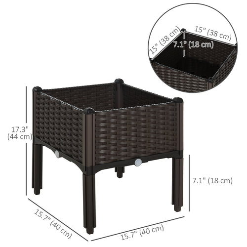 1 Piece Raised Garden Bed PP Raised Flower Bed Vegetable Herb Grow Box Stand Brown