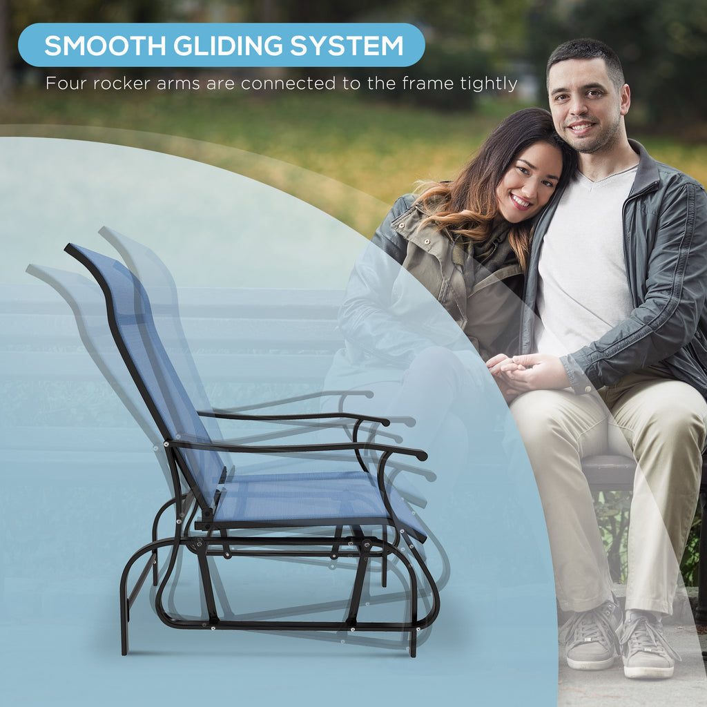 3PCs Gliding Rocking Chair & Bistro Tea Table Set, Light Blue
