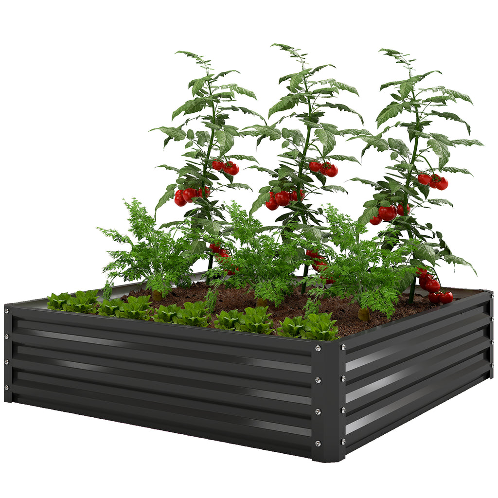 Raised Garden Bed Galvanized Steel Planter Box for Vegetables, Flowers, Herbs, Black