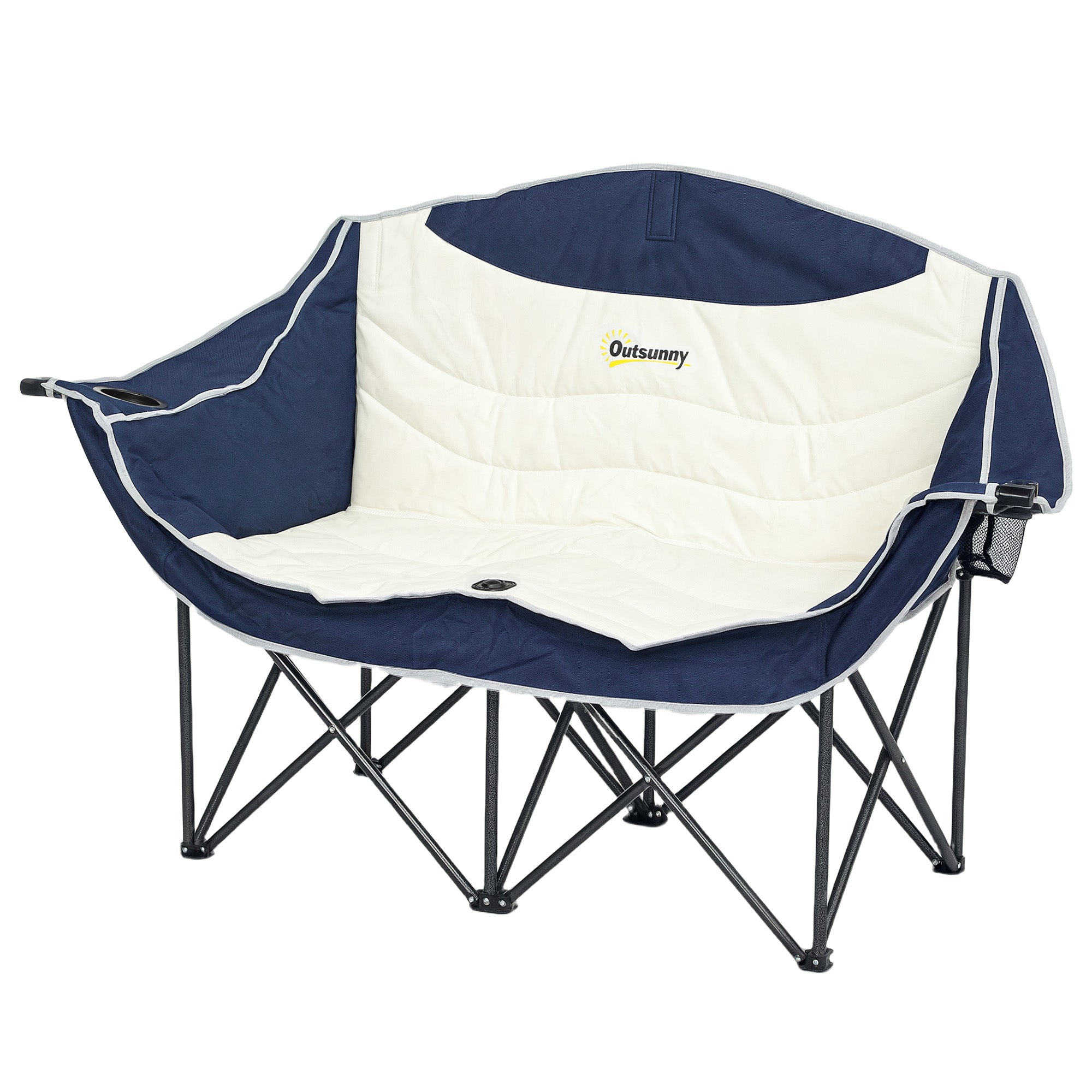 Portable Camp Chair, Double Camping Chair with Cup Holders and Carry Bag, Support 551 lbs, Navy Blue