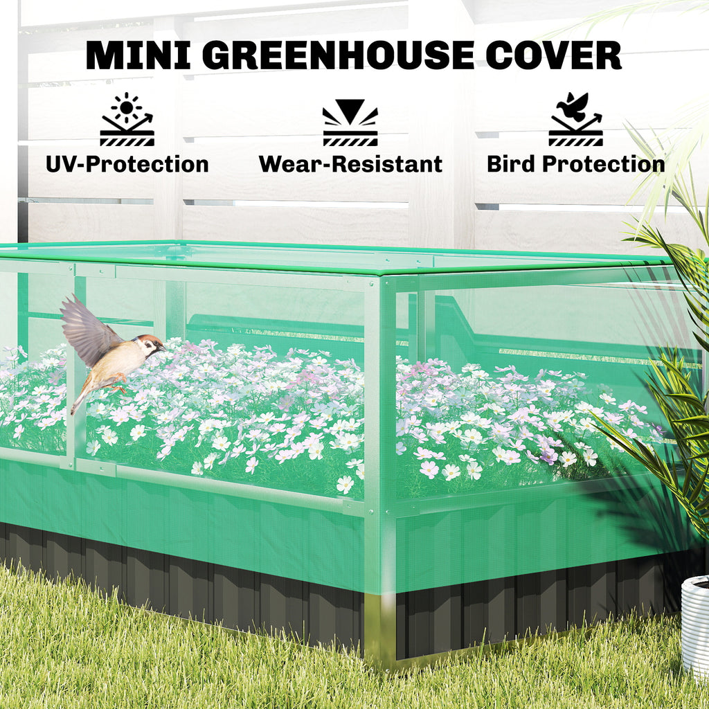Raised Garden Bed, 5.7 x 3 x 2.3ft Steel Planter Box Outdoor with Cover, Gloves, Dark Grey