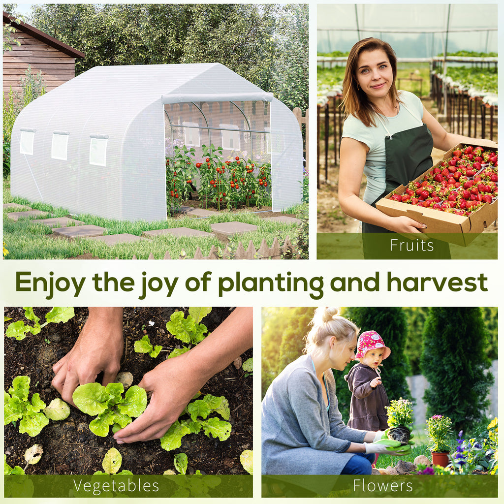 11.5'x9.8'x6.6' Portable Walk-In Tunnel Greenhouse Garden Warm House - White
