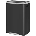 2x5.3 gal (2x20 L) Garbage Bin, Stainless Steel Garbage Can with Soft-Close Lid and Removable Inner Buckets, Black