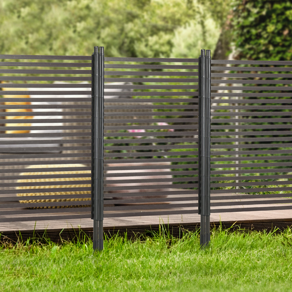 Picket Metal Garden Fence for Hard & Soft Ground, 5 ft(H) Standing Outdoor Fencing with Feet, Animal Barrier Flower Bed Landscape Edging, Brown