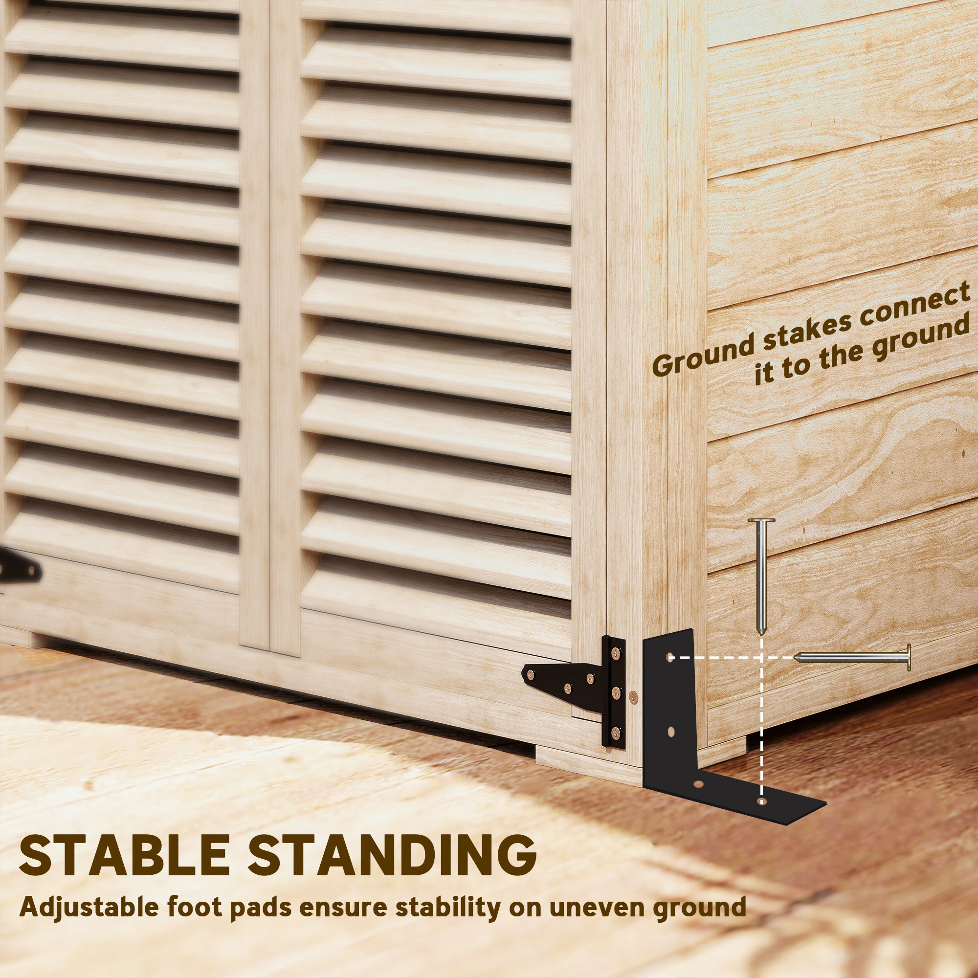 30" x 20" x 47" Wooden Garden Shed, Outdoor Storage Shed with Waterproof Asphalt Roof, Shelves, Natural