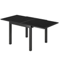 Aluminum Expandable Outdoor Dining Table with Tempered Glass Tabletop and Aluminum Frame, for Garden, Backyard, Black
