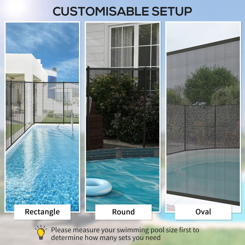 4-Panel Swimming Pool Fence, Aluminium Rustproof Pool Fencing, 4' x 12', Black