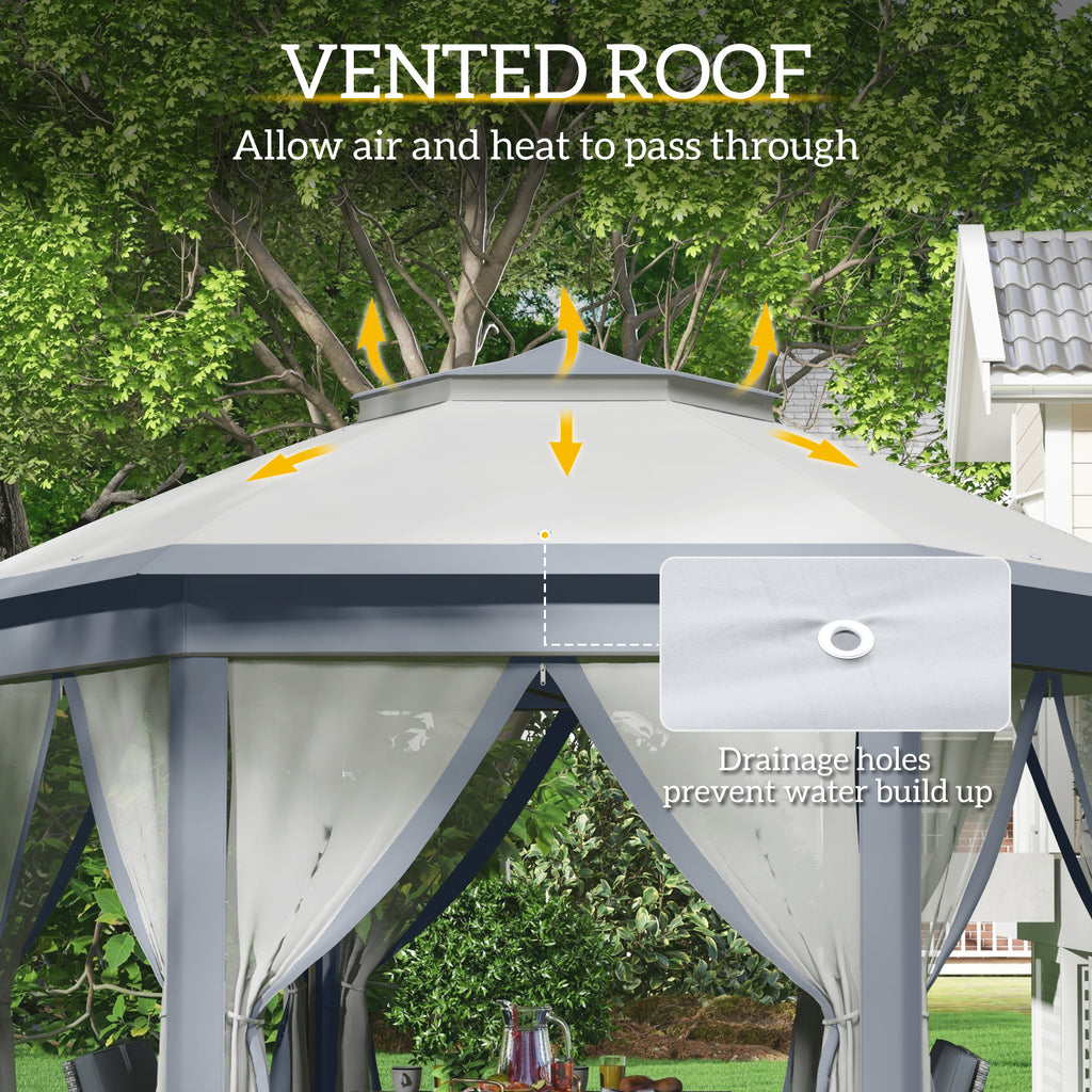 13' x 13' Pop Up Canopy Tent with Netting and Carry Bag, Instant Sun Shelter, Grey