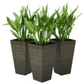 Tall Planter for Outdoor Plants Set of 3, 28 Inch Taper Planter with Drainage Holes, Bronze